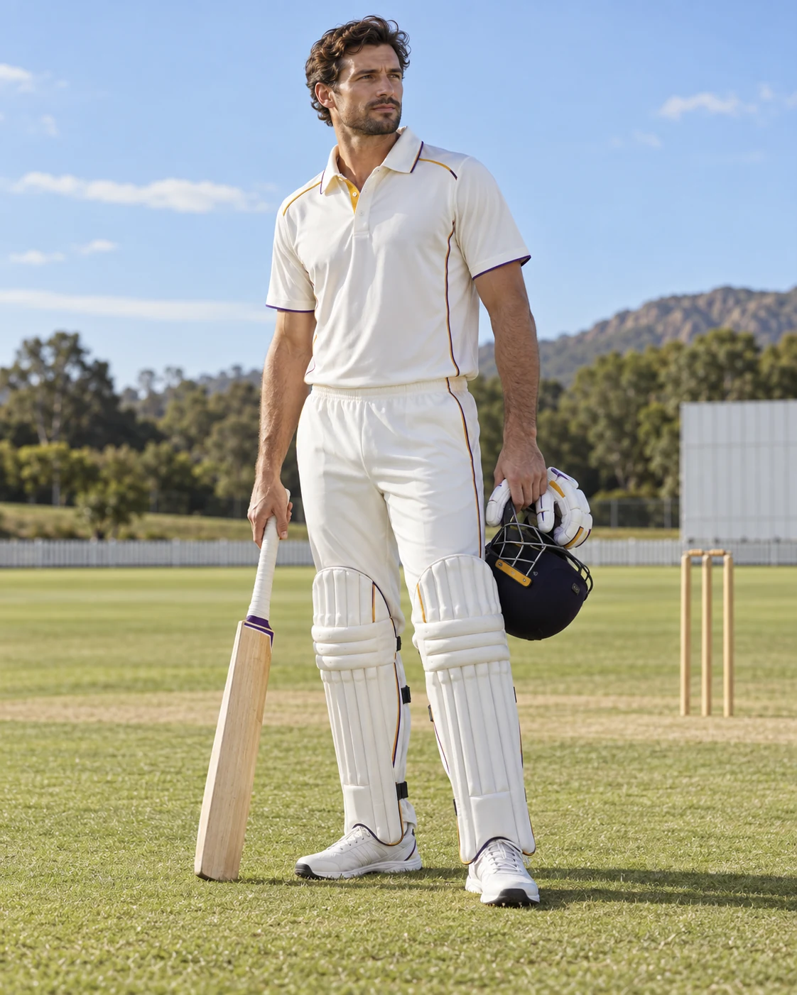 playing whites editorial cricket teamwear on an athlete