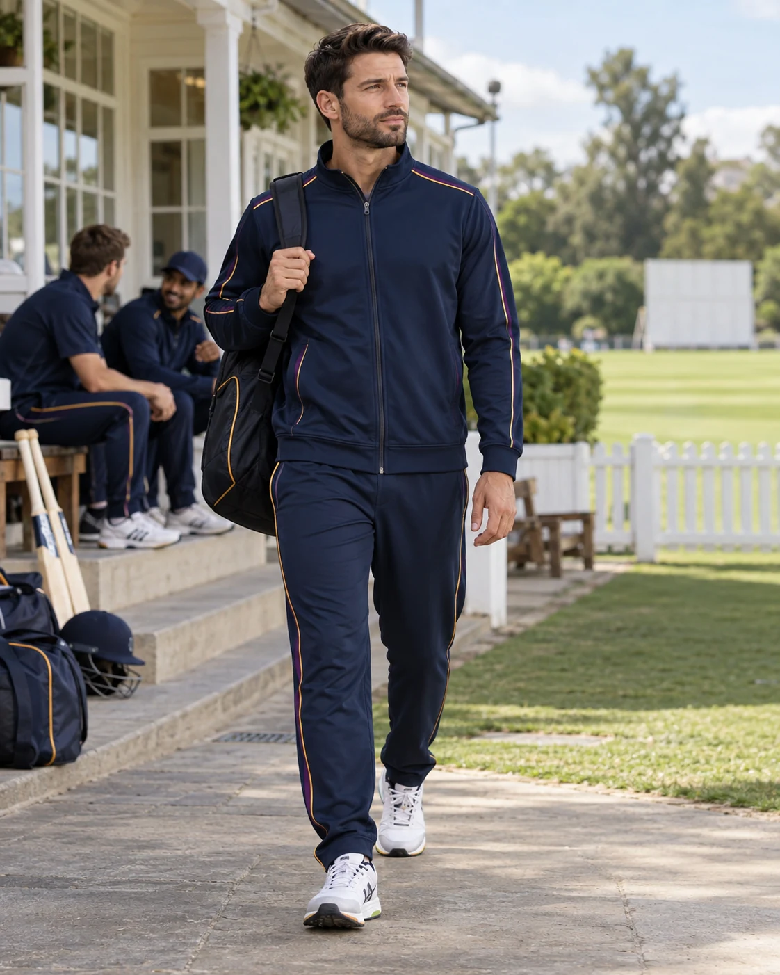warm-up & travel editorial cricket teamwear on an athlete