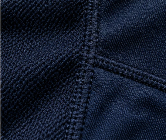 Close-up of rugby apparel fabric and garment construction
